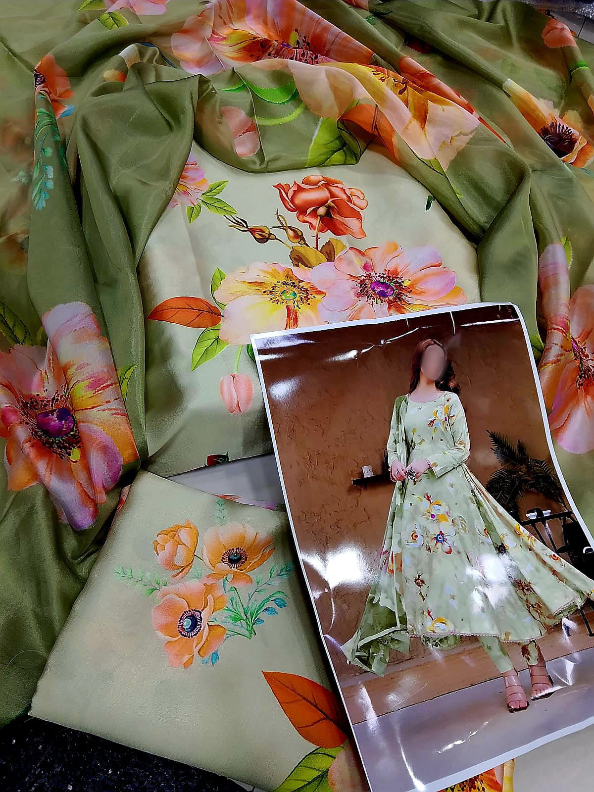 Digital Printed Silk Dress A-Line Style