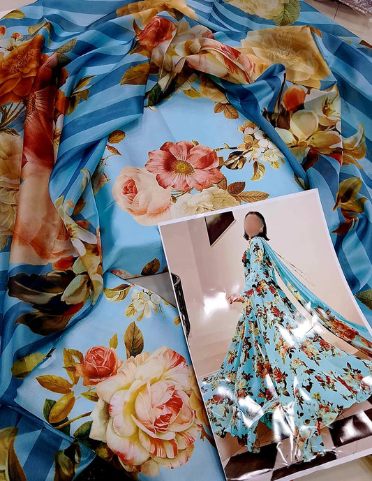 Digital Printed Silk Dress A-Line Style
