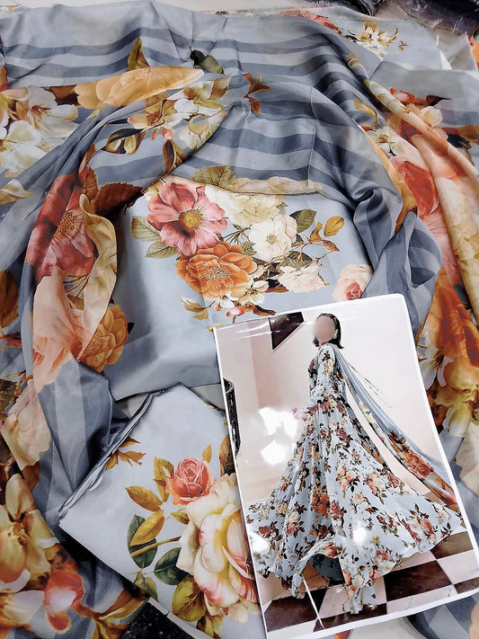 Digital Printed Silk Dress A-Line Style
