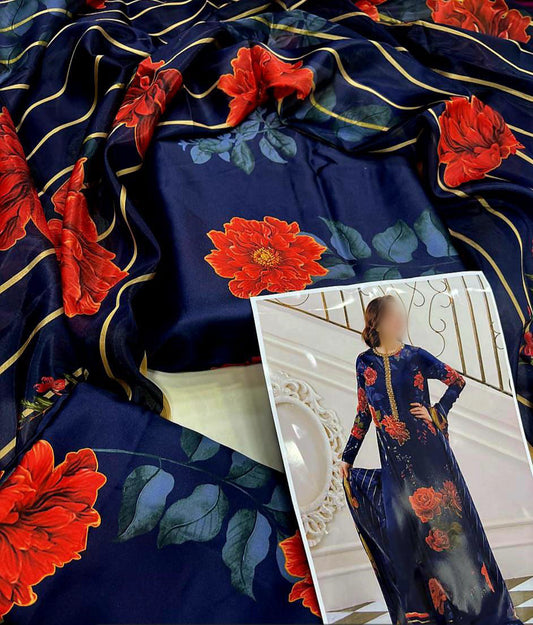 Digital Printed Silk Dress A-Line Style