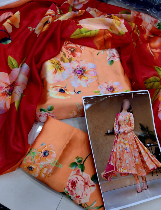 Digital Printed Silk Dress A-Line Style