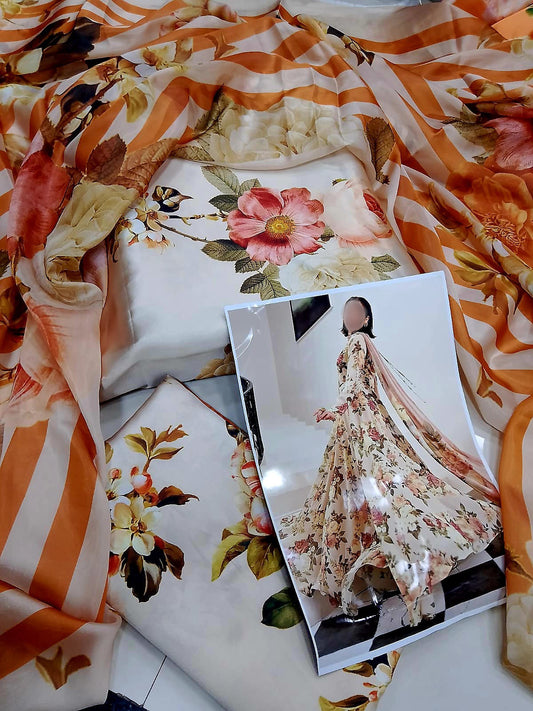 Digital Printed Silk Dress A-Line Style