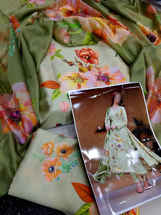 Digital Printed Silk Dress A-Line Style
